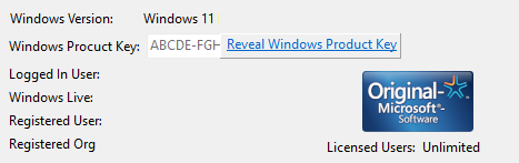 Reveal Windows Product Key Reveal Windows Product Key