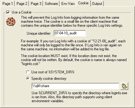 Log Info Cookie Option