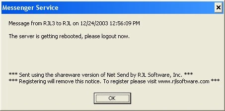Network message received by user from Group Net Send